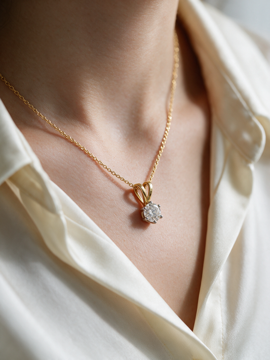 Clara 0.52ctw Round Solitaire Pendant With Chain Lab Grown Diamond Necklace