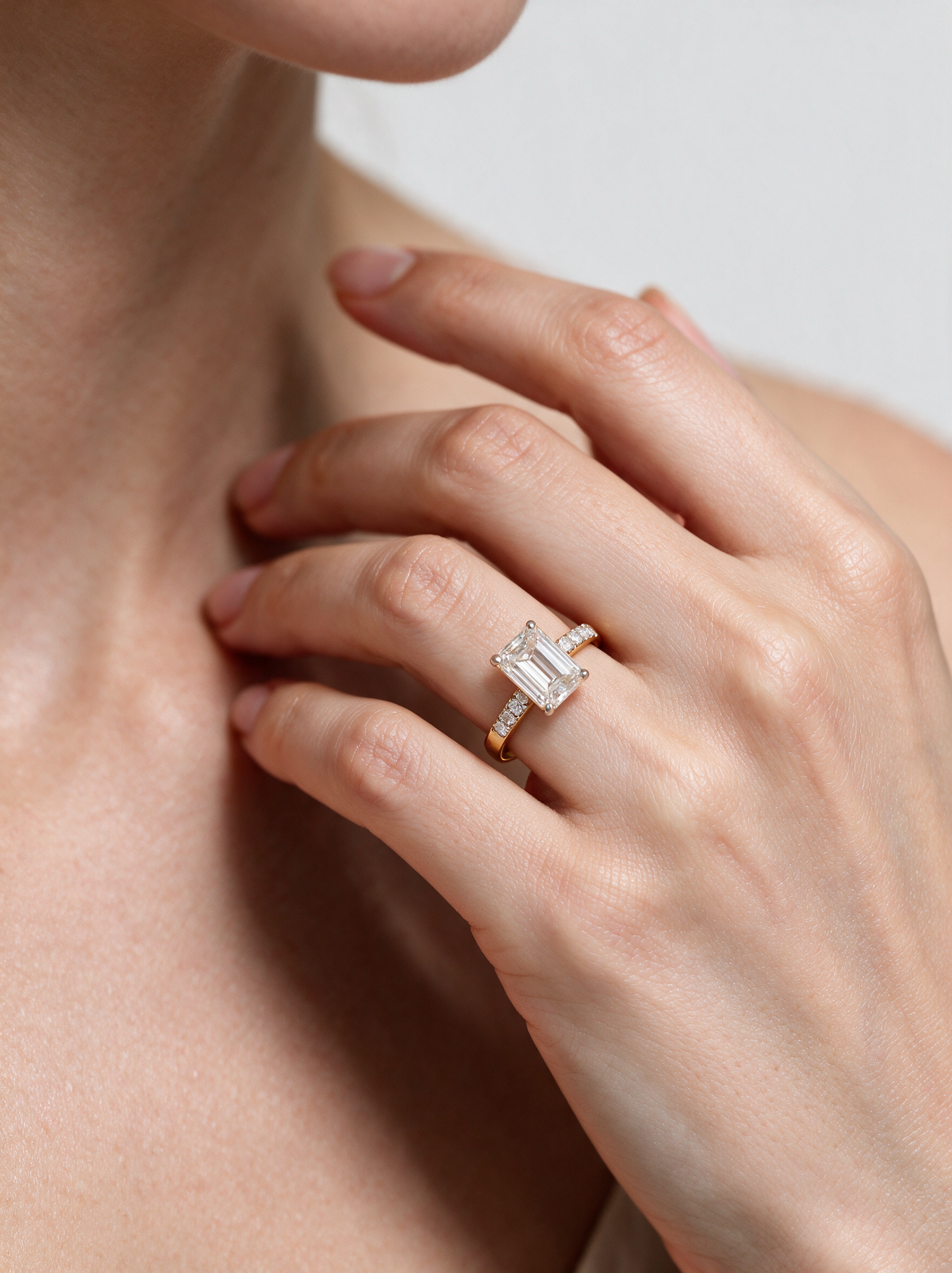 Sienna 1.16-1.25ctw Emerald Lab Grown Diamond Ring with Accent Diamonds
