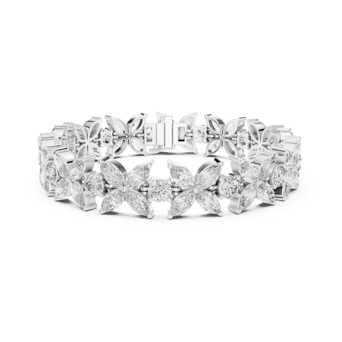 Flora 15 Carat Round Lab Grown Diamond Tennis Bracelet