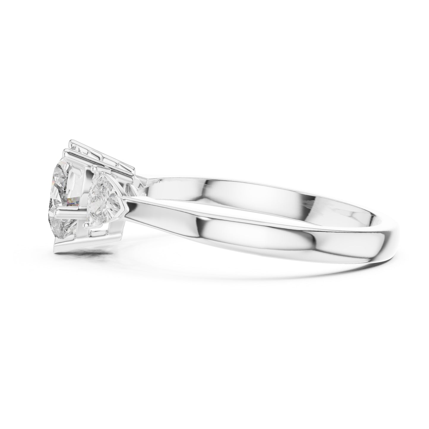 Amara 1 Carat Heart Lab Grown Diamond Collet Three Stone Ring
