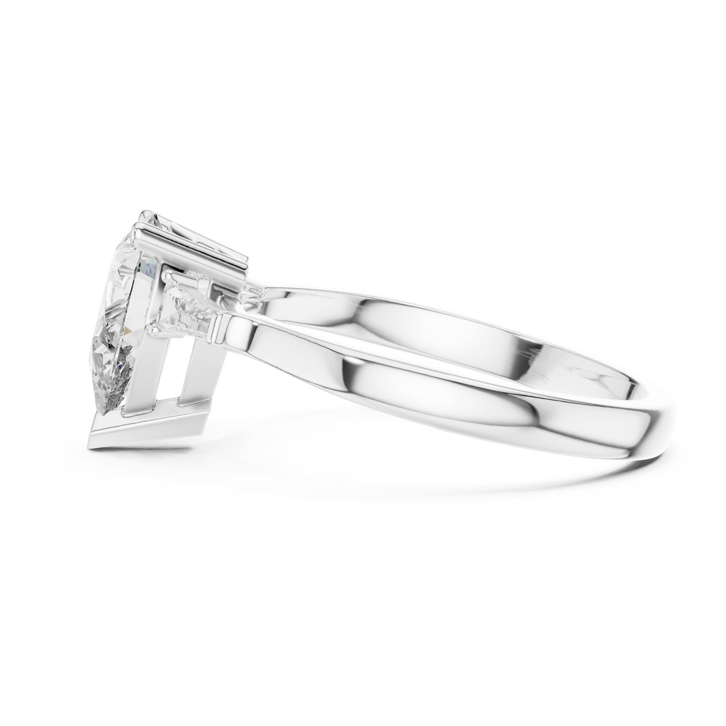 Sienna 1 Carat Pear Lab Grown Diamond Baguette Three Stone Ring