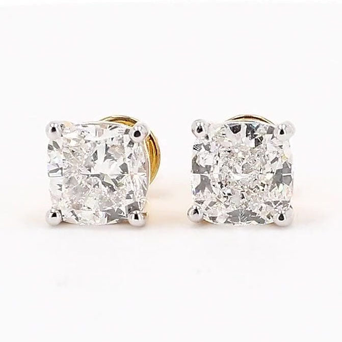 Vera 2.02ctw Cushion Solitaire Lab Grown Diamond Stud Earrings