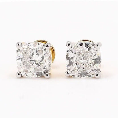 Vera 2.02ctw Cushion Solitaire Lab Grown Diamond Stud Earrings