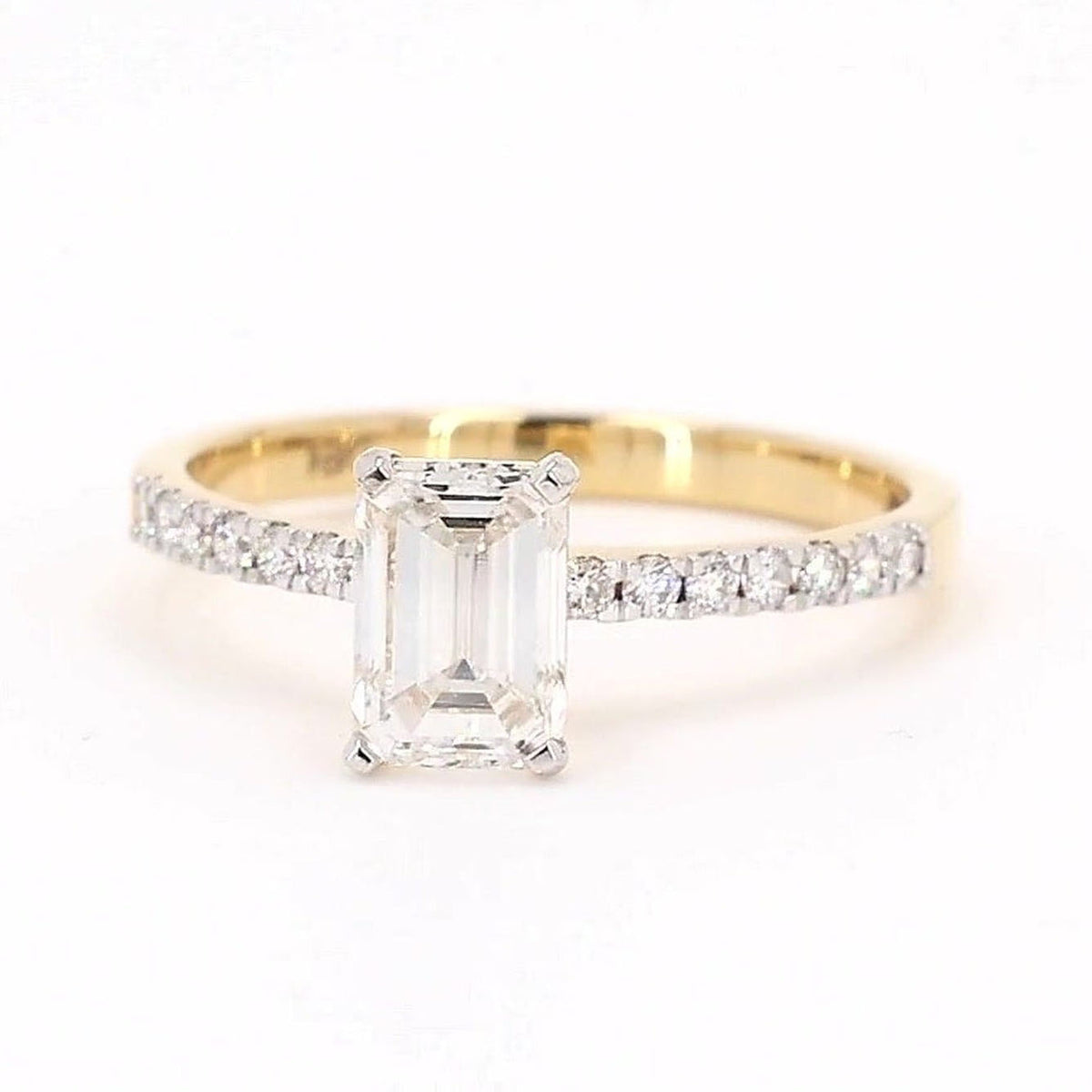 Sienna 1.16-1.25ctw Emerald Lab Grown Diamond Ring with Accent Diamonds