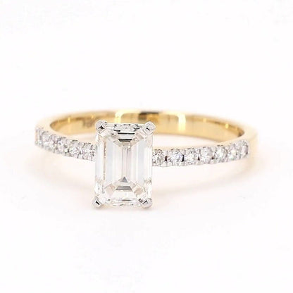 Sienna 1.16-1.25ctw Emerald Lab Grown Diamond Ring with Accent Diamonds