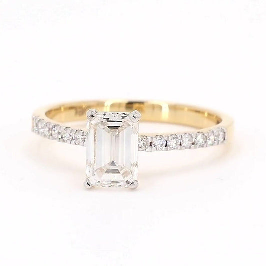 Sienna 1.16-1.25ctw Emerald Lab Grown Diamond Ring with Accent Diamonds
