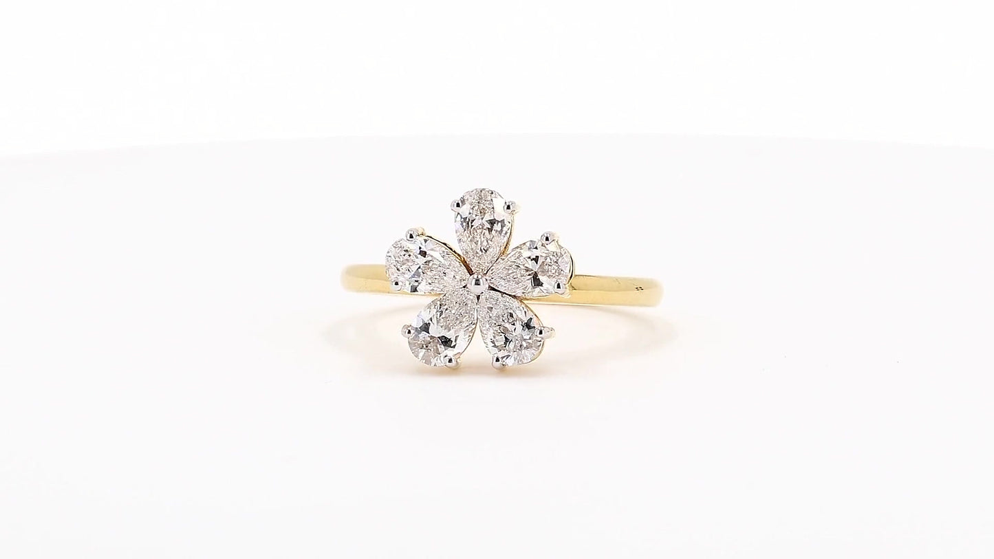 Aurora 1.04ctw Pear Lab Grown Multi-Stone Diamond Ring - AU M 1/2