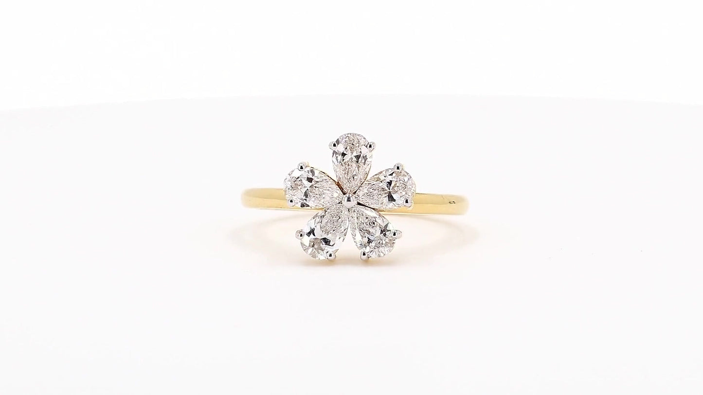 Aurora 1.04ctw Pear Lab Grown Multi-Stone Diamond Ring - AU M 1/2