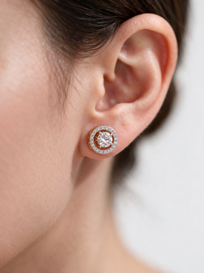 Celeste 1.96-1.97ctw Round Halo Lab Grown Diamond Stud Earrings