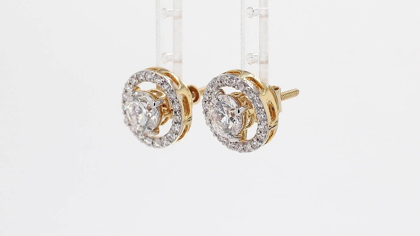 Celeste 1.96-1.97ctw Round Halo Lab Grown Diamond Stud Earrings
