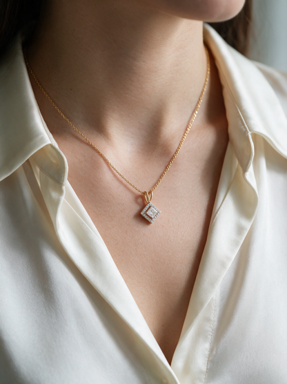 Celeste 0.64ctw Princess Halo Pendant Lab Grown Diamond