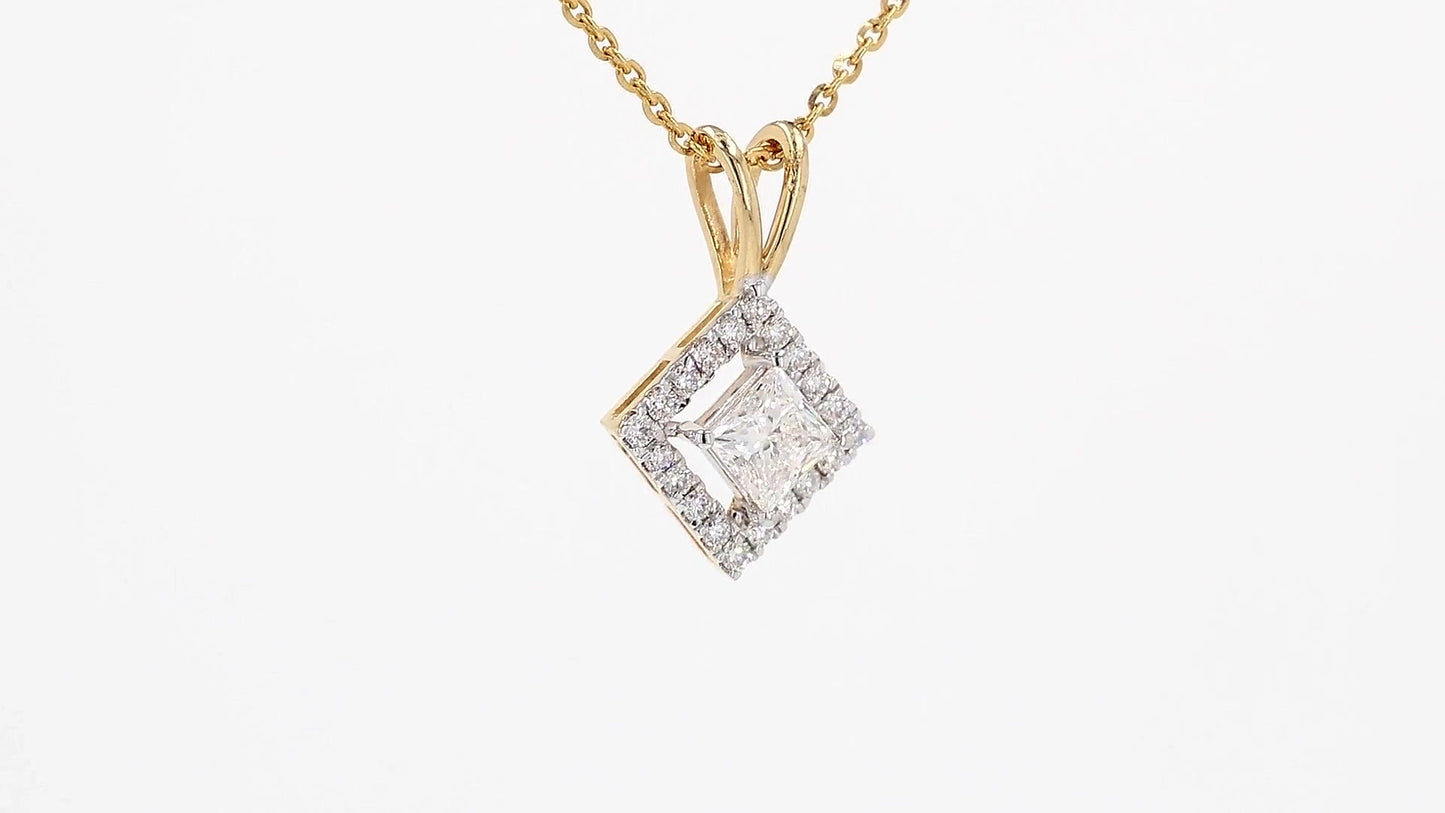 Celeste 0.64ctw Princess Halo Pendant Lab Grown Diamond