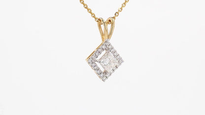 Celeste 0.64ctw Princess Halo Pendant Lab Grown Diamond