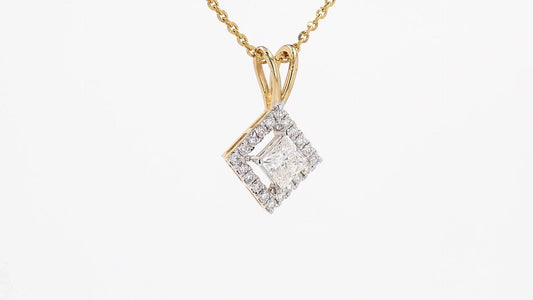 Celeste 0.64ctw Princess Halo Pendant Lab Grown Diamond