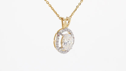 Celeste 1.11ctw Oval Halo Pendant Lab Grown Diamond