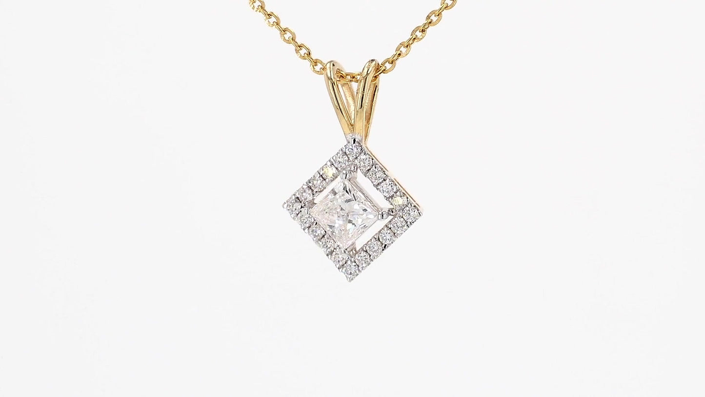 Celeste 0.64ctw Princess Halo Pendant Lab Grown Diamond