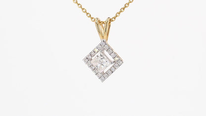 Celeste 0.64ctw Princess Halo Pendant Lab Grown Diamond