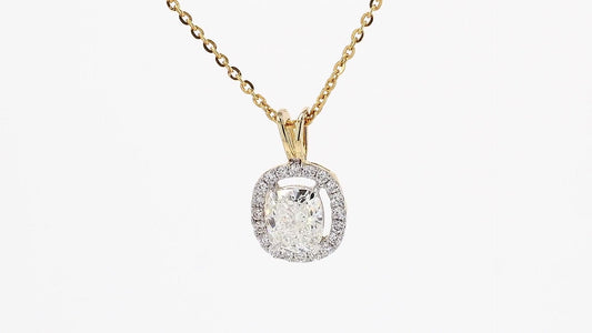 Celeste 1.23ctw Cushion Halo Pendant Lab Grown Diamond