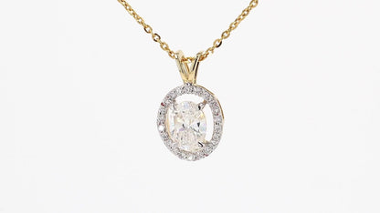 Celeste 1.11ctw Oval Halo Pendant Lab Grown Diamond