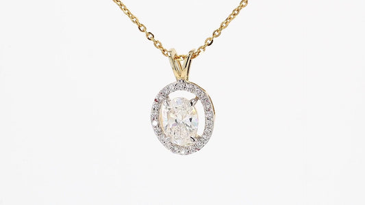 Celeste 1.11ctw Oval Halo Pendant Lab Grown Diamond