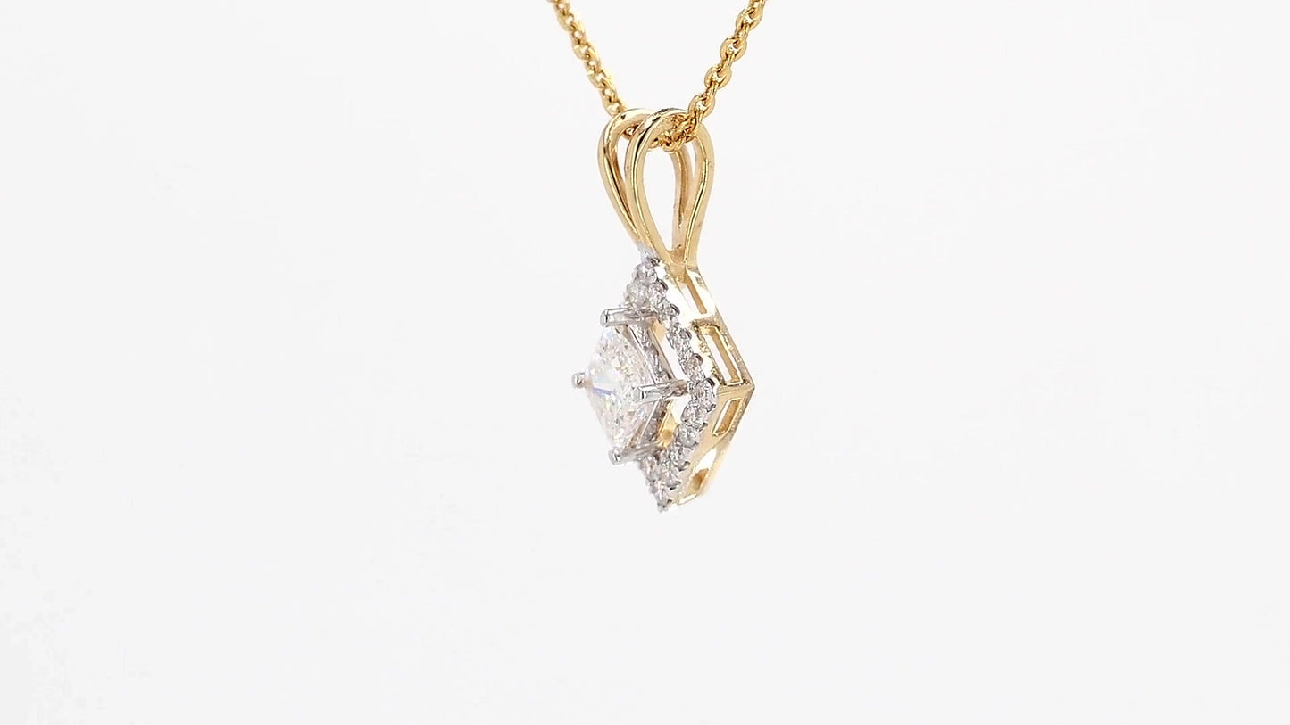Celeste 0.64ctw Princess Halo Pendant Lab Grown Diamond