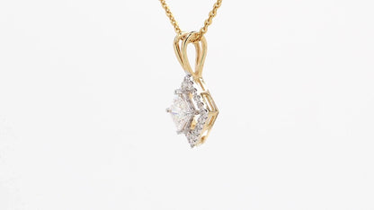 Celeste 0.64ctw Princess Halo Pendant Lab Grown Diamond