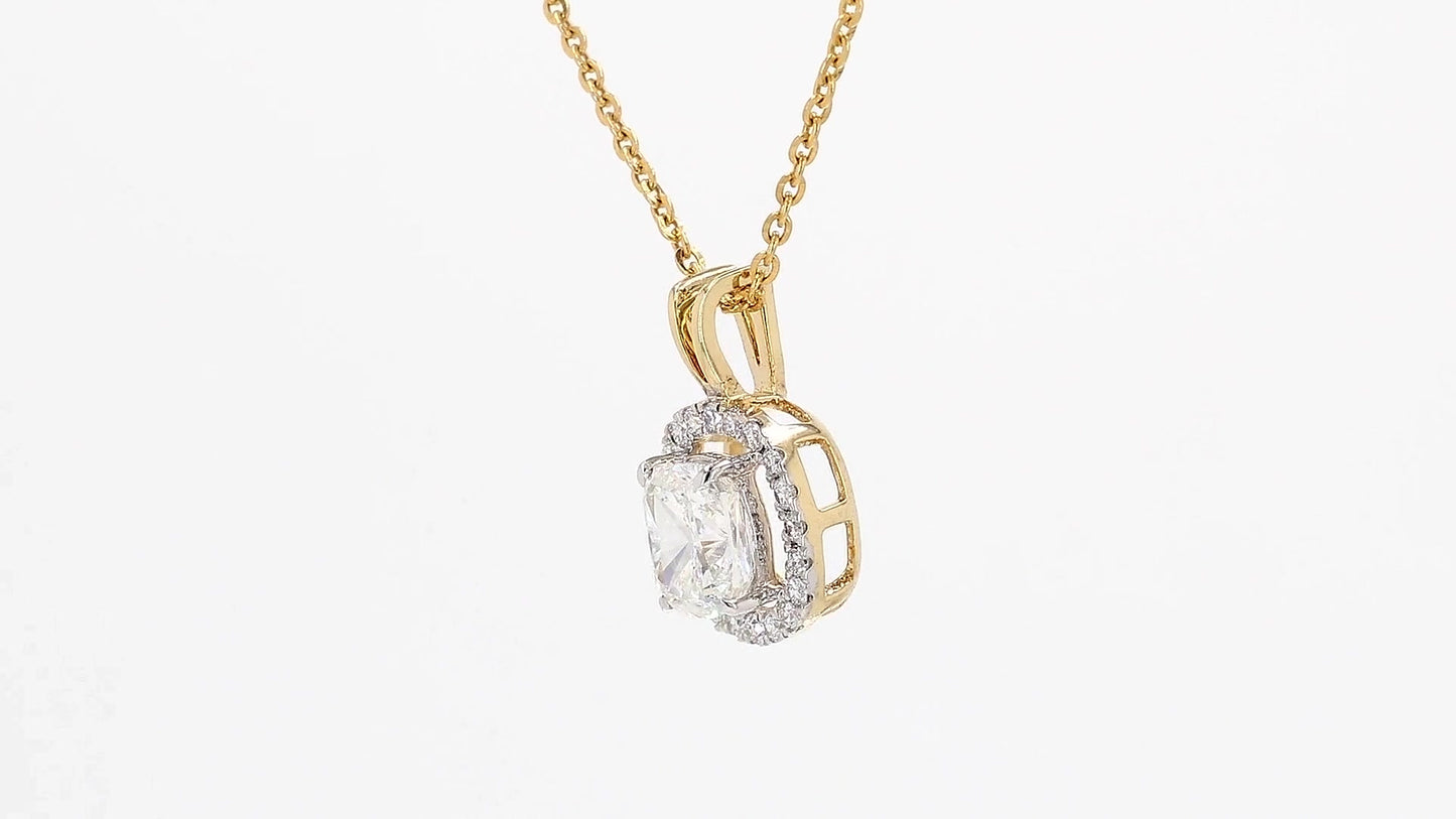 Celeste 1.23ctw Cushion Halo Pendant Lab Grown Diamond