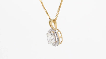 Celeste 1.23ctw Cushion Halo Pendant Lab Grown Diamond