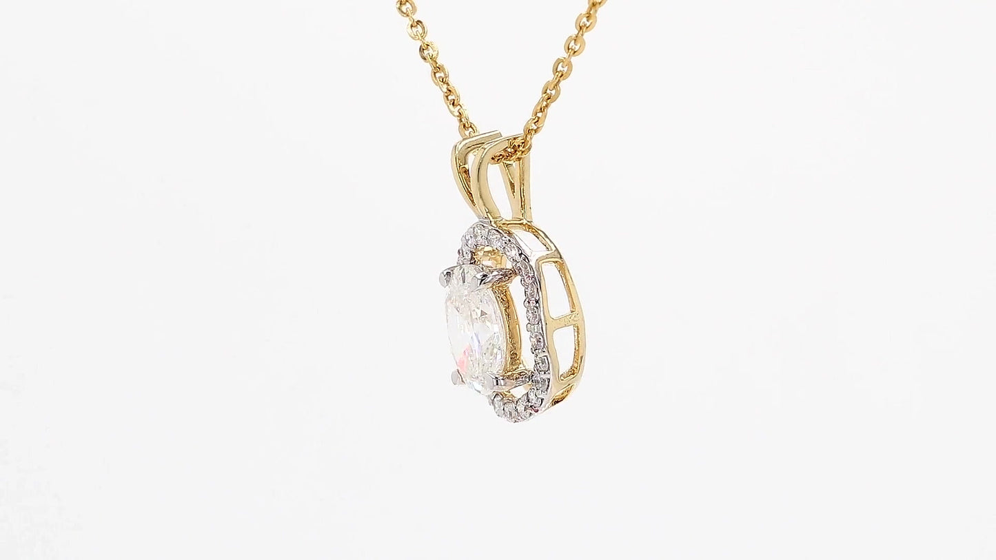 Celeste 1.11ctw Oval Halo Pendant Lab Grown Diamond