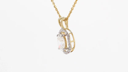 Celeste 1.11ctw Oval Halo Pendant Lab Grown Diamond