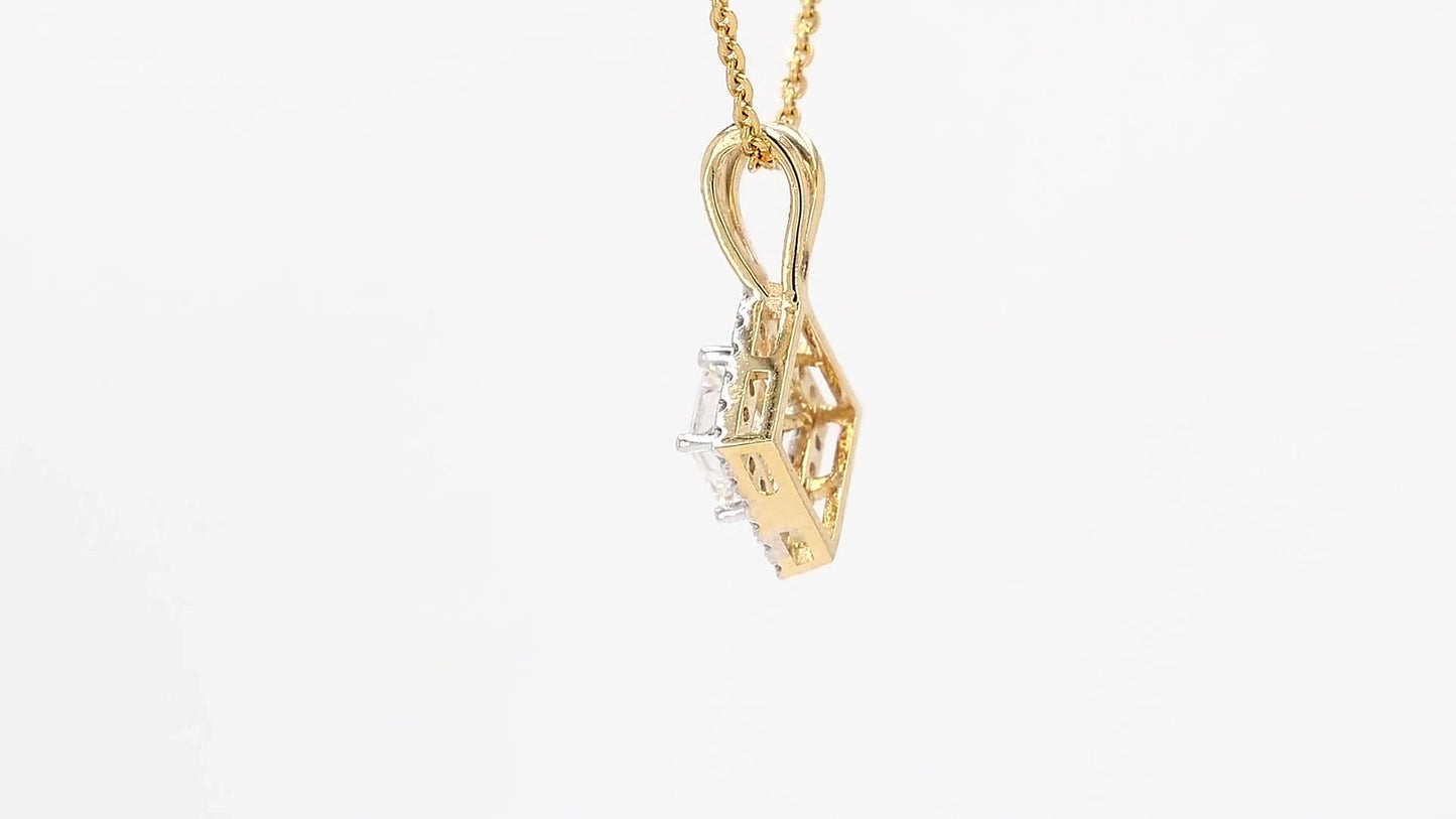 Celeste 0.64ctw Princess Halo Pendant Lab Grown Diamond