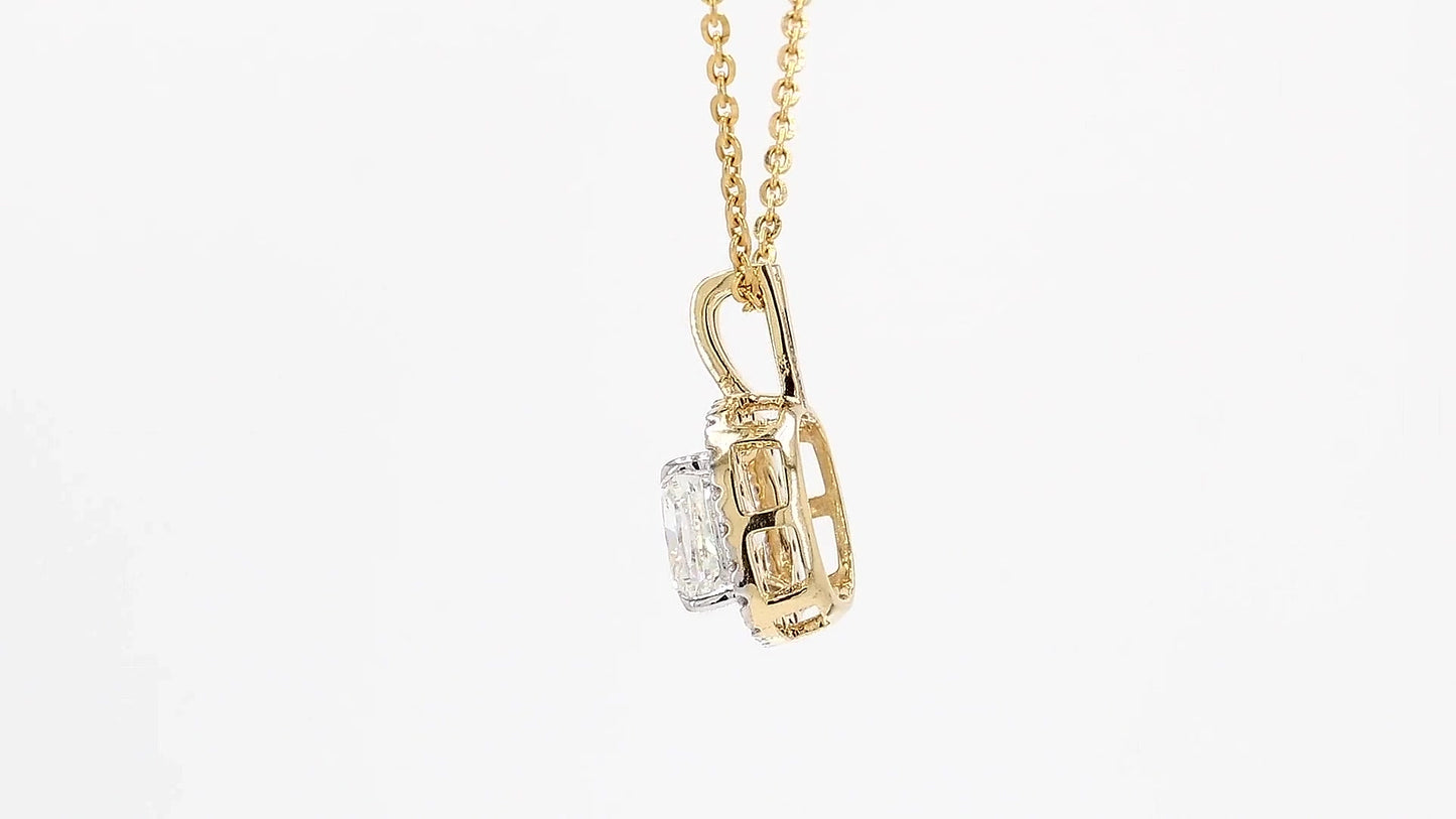 Celeste 1.23ctw Cushion Halo Pendant Lab Grown Diamond
