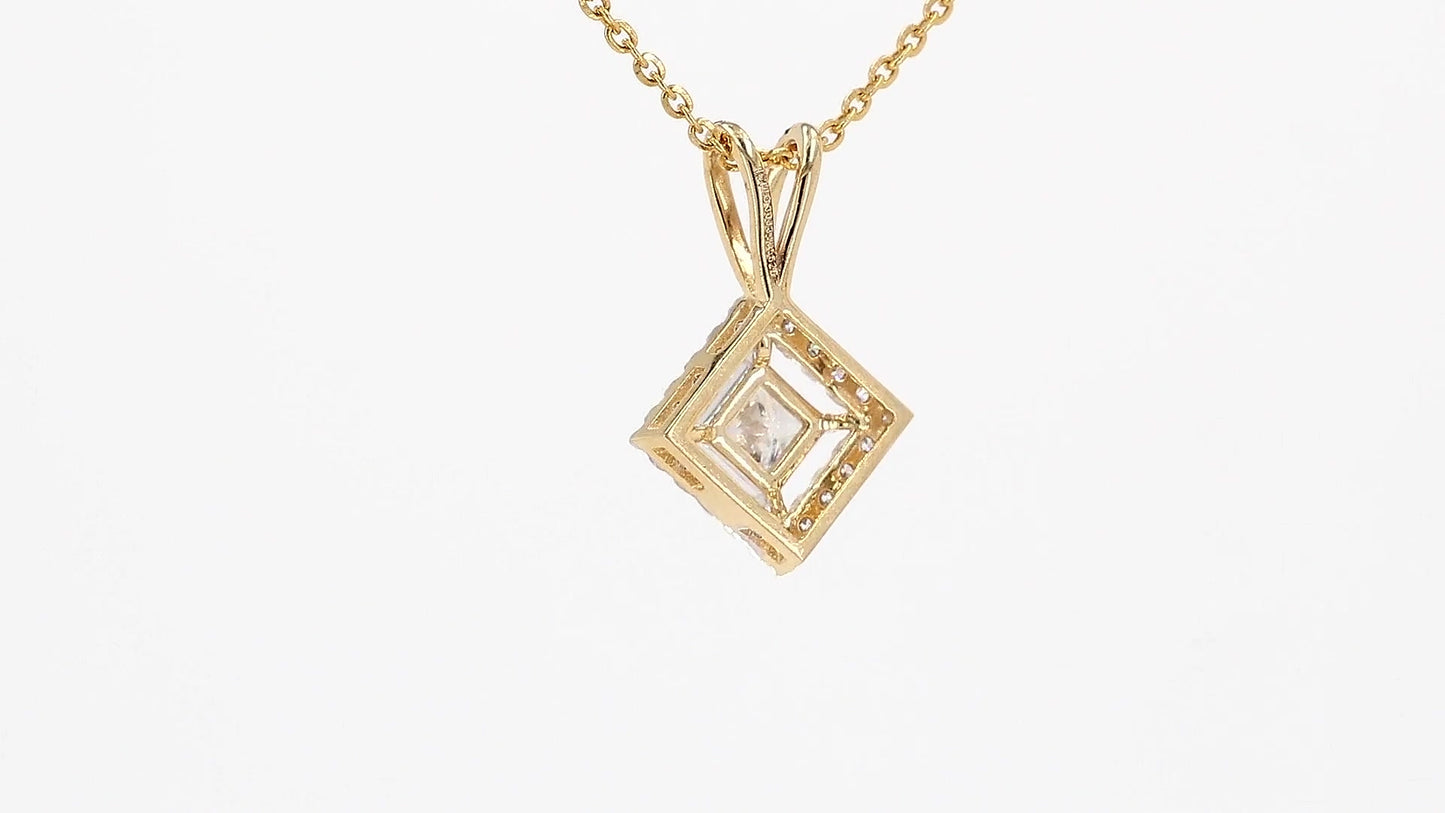 Celeste 0.64ctw Princess Halo Pendant Lab Grown Diamond