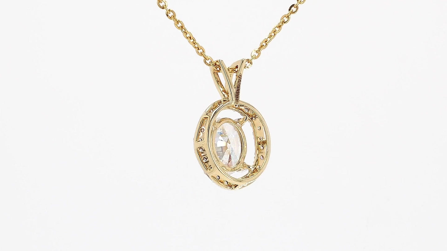 Celeste 1.11ctw Oval Halo Pendant Lab Grown Diamond