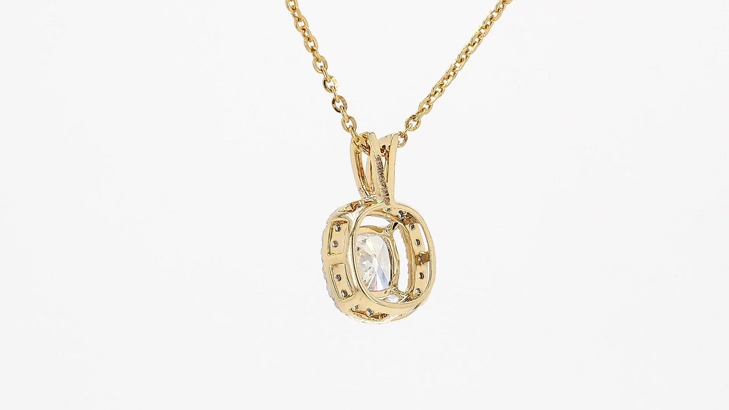 Celeste 1.23ctw Cushion Halo Pendant Lab Grown Diamond