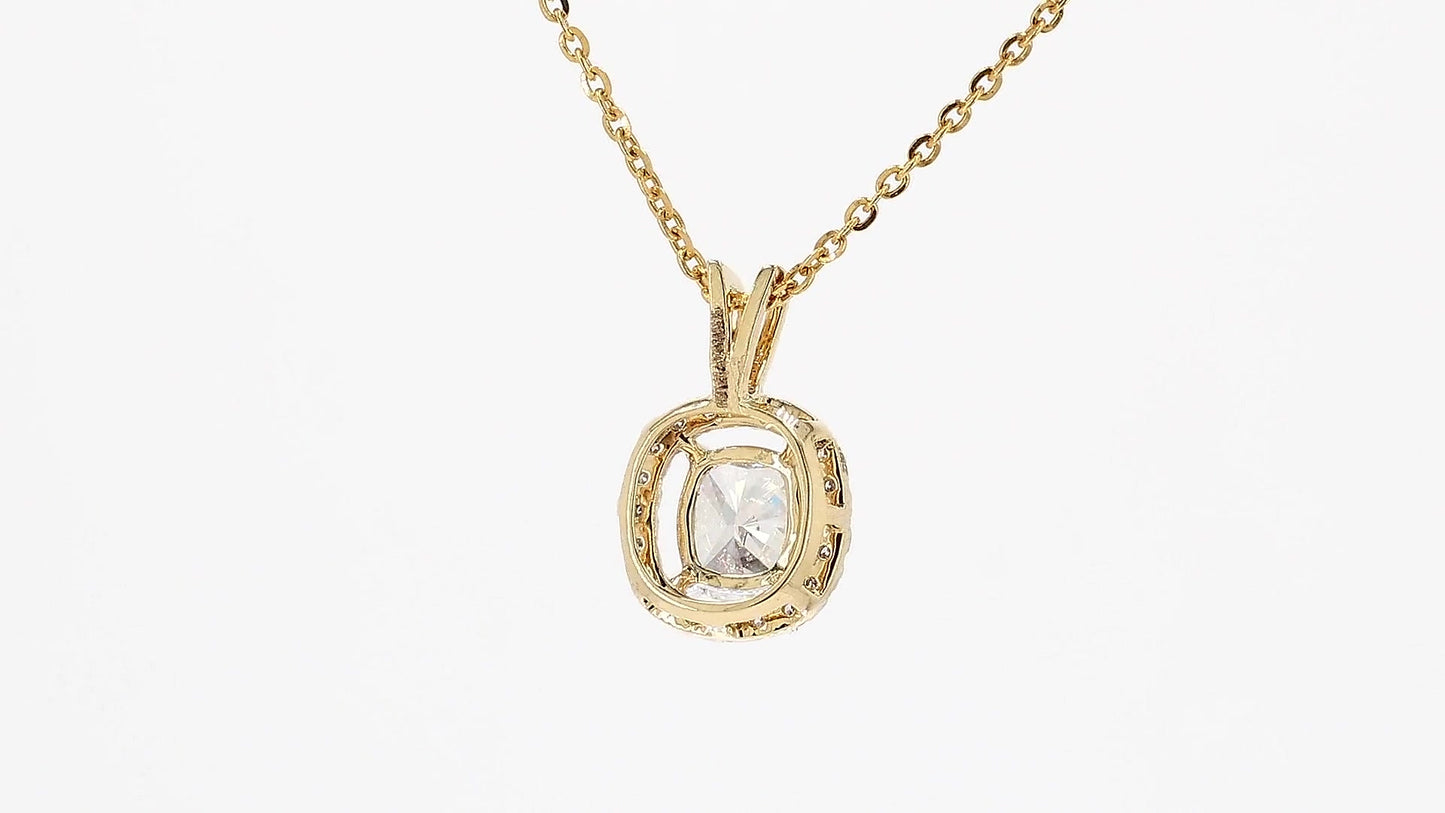 Celeste 1.23ctw Cushion Halo Pendant Lab Grown Diamond