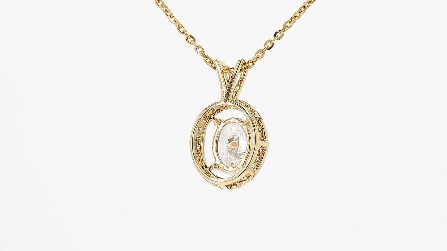 Celeste 1.11ctw Oval Halo Pendant Lab Grown Diamond