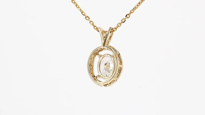 Celeste 1.11ctw Oval Halo Pendant Lab Grown Diamond