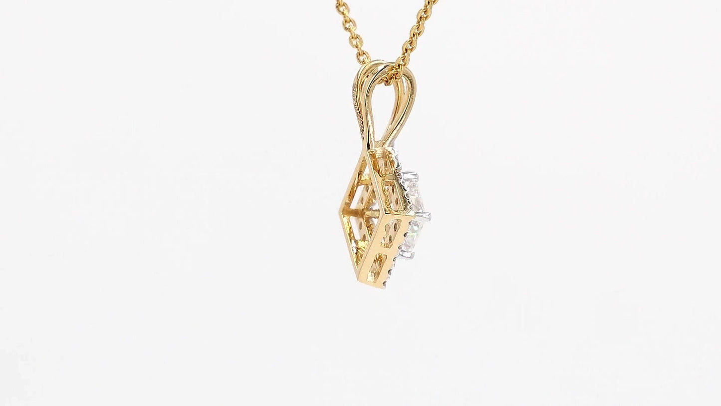 Celeste 0.64ctw Princess Halo Pendant Lab Grown Diamond