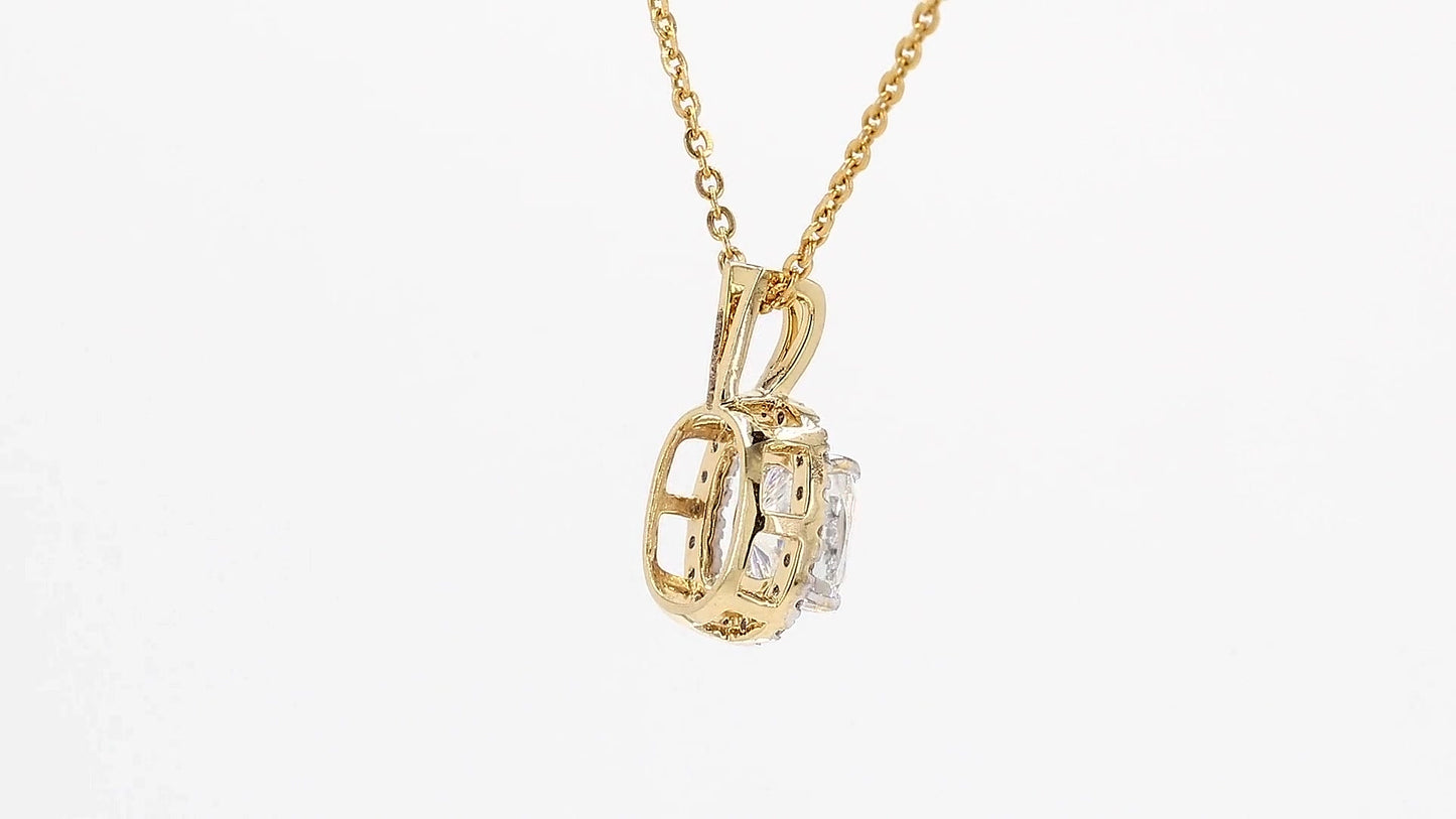 Celeste 1.23ctw Cushion Halo Pendant Lab Grown Diamond