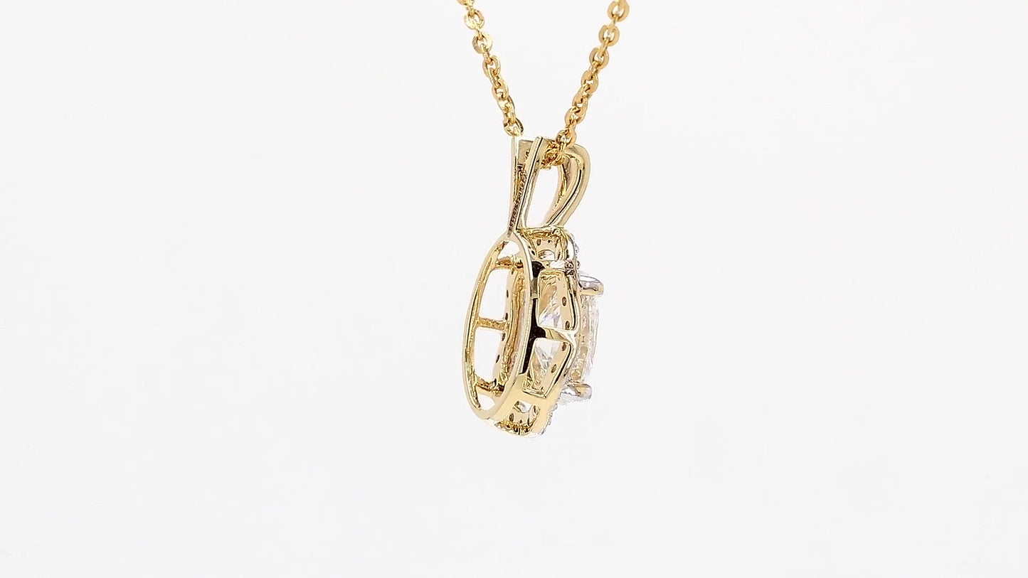 Celeste 1.11ctw Oval Halo Pendant Lab Grown Diamond