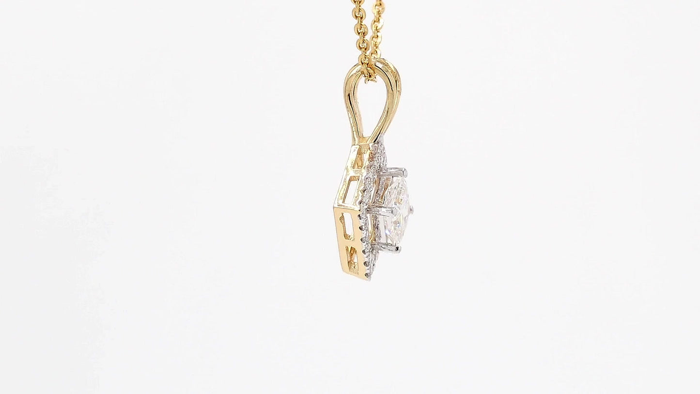 Celeste 0.64ctw Princess Halo Pendant Lab Grown Diamond