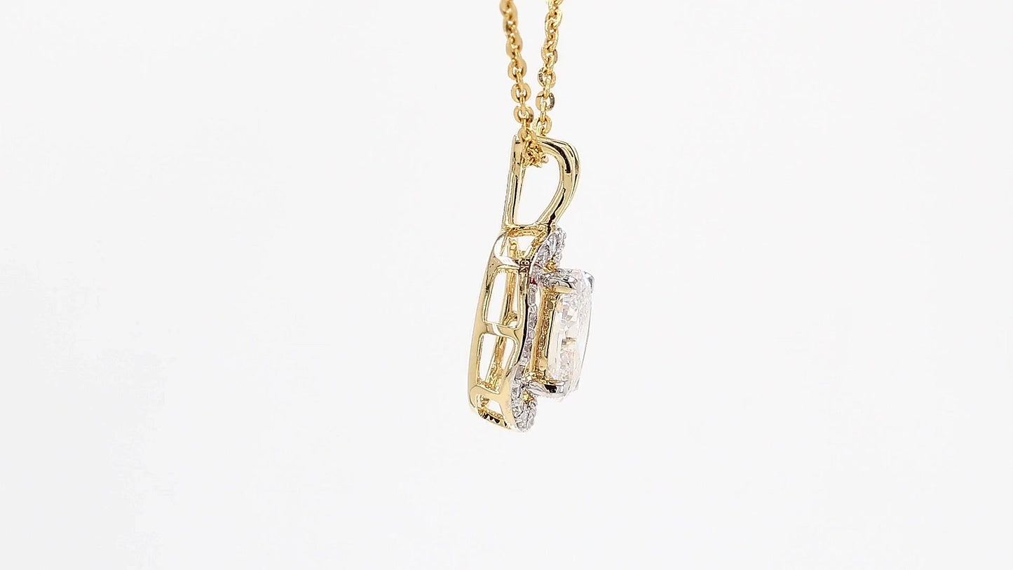 Celeste 1.11ctw Oval Halo Pendant Lab Grown Diamond