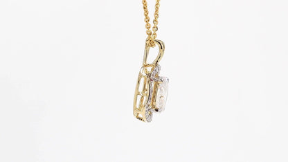 Celeste 1.11ctw Oval Halo Pendant Lab Grown Diamond