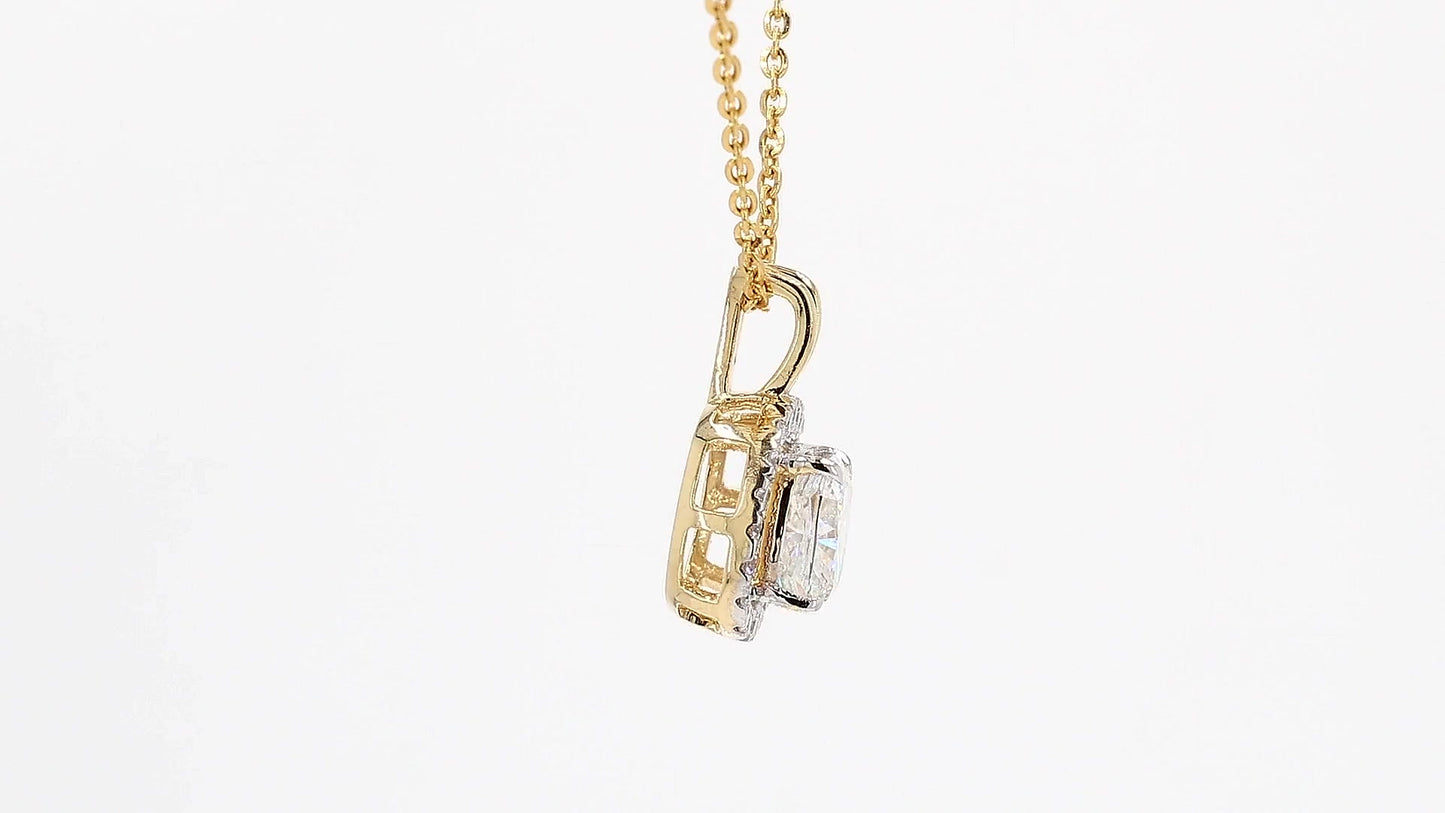 Celeste 1.23ctw Cushion Halo Pendant Lab Grown Diamond