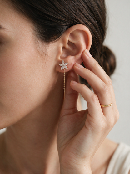 Flora 1.14-1.16ctw Marquise Floral Lab Grown Diamond Drop Earrings