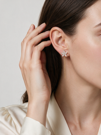 Flora 1.14-1.16ctw Marquise Floral Lab Grown Diamond Drop Earrings