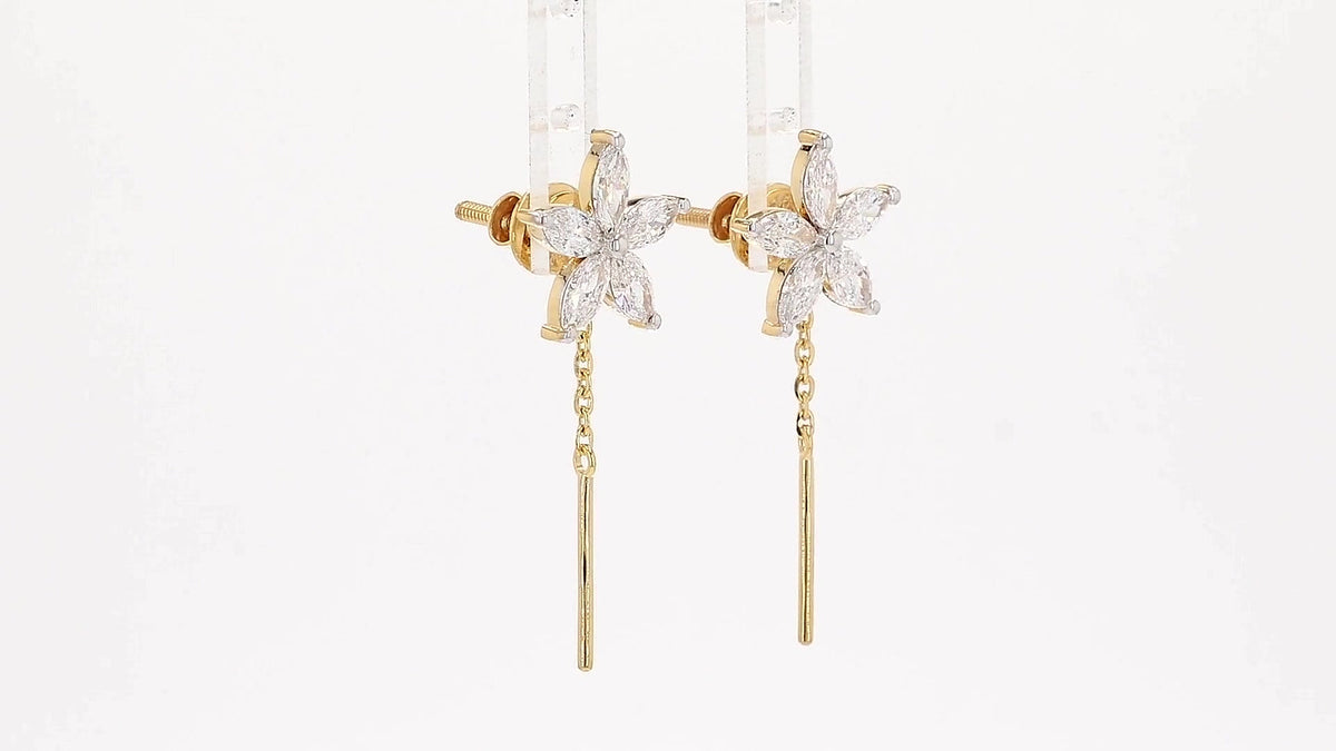 Flora 1.14-1.16ctw Marquise Floral Lab Grown Diamond Drop Earrings