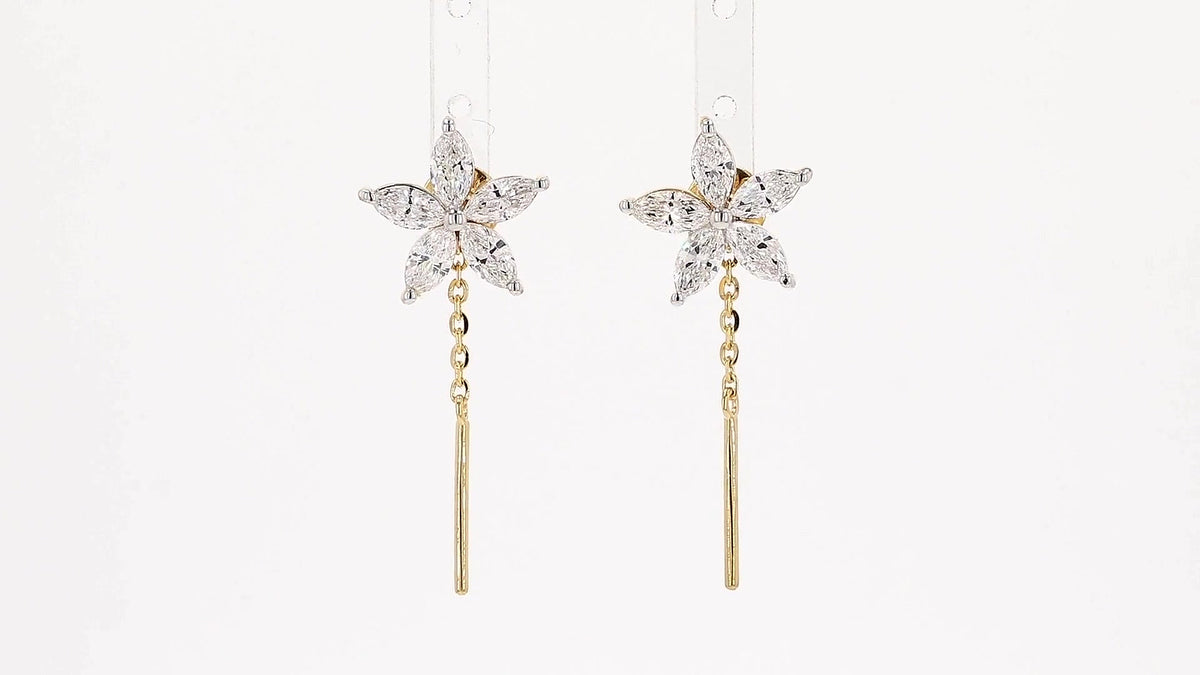 Flora 1.14-1.16ctw Marquise Floral Lab Grown Diamond Drop Earrings