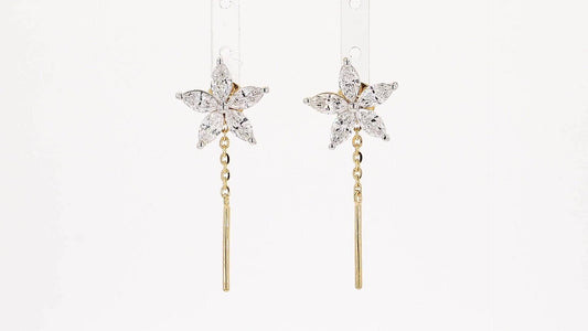 Flora 1.14-1.16ctw Marquise Floral Lab Grown Diamond Drop Earrings